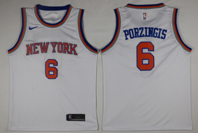 Men New York Knicks 6 Porzingis White Game Nike NBA Jerseys